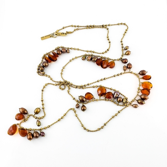 Kenneth Cole Jewelry - Kenneth Cole Layer Necklace Brown + Real Pearls